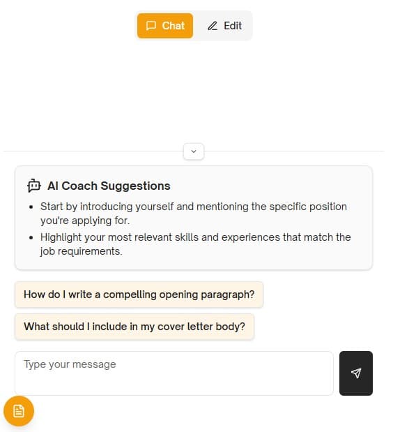 The AI Builder can help refine your cover letter